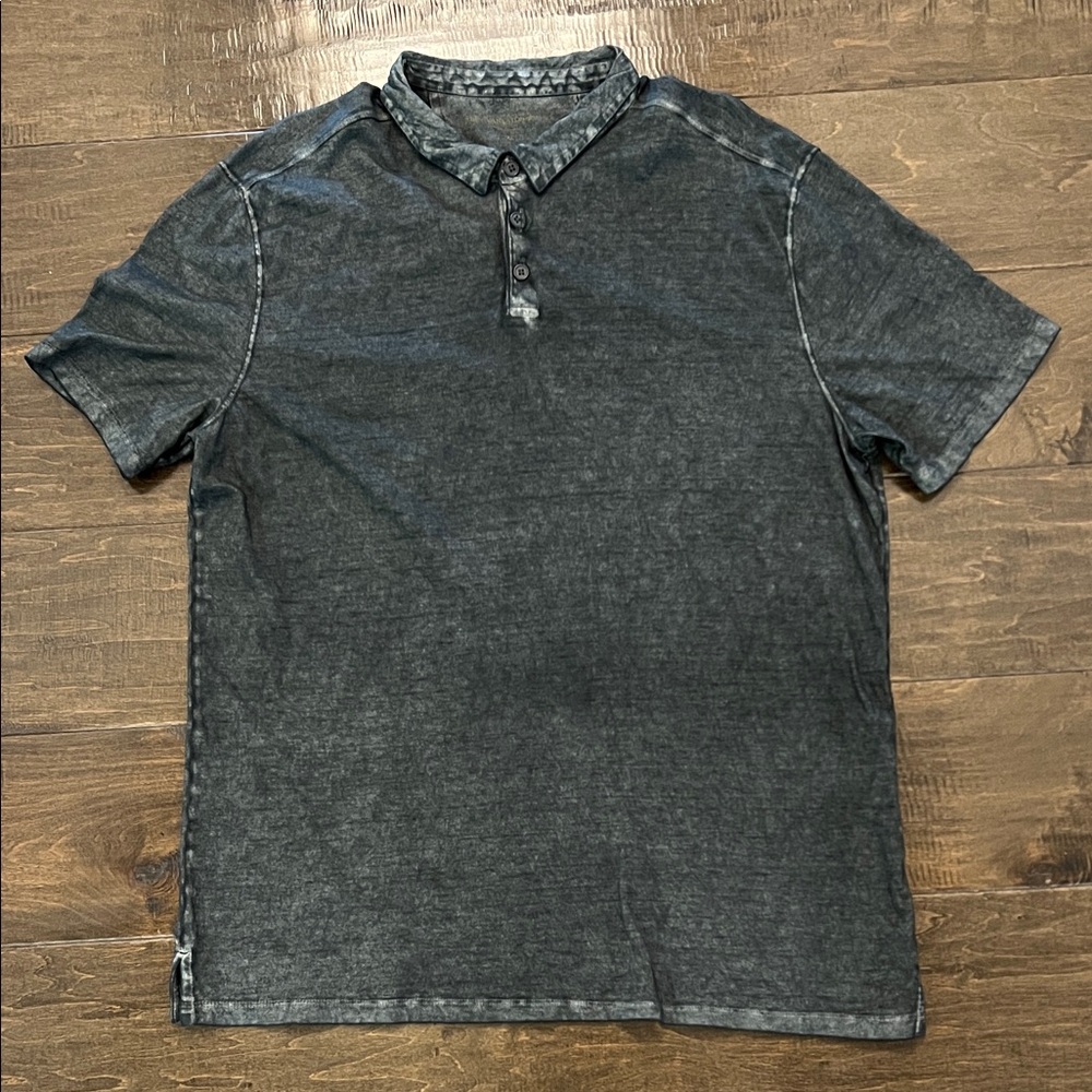 John Varvatos Garment Washed Black Polo Shirt